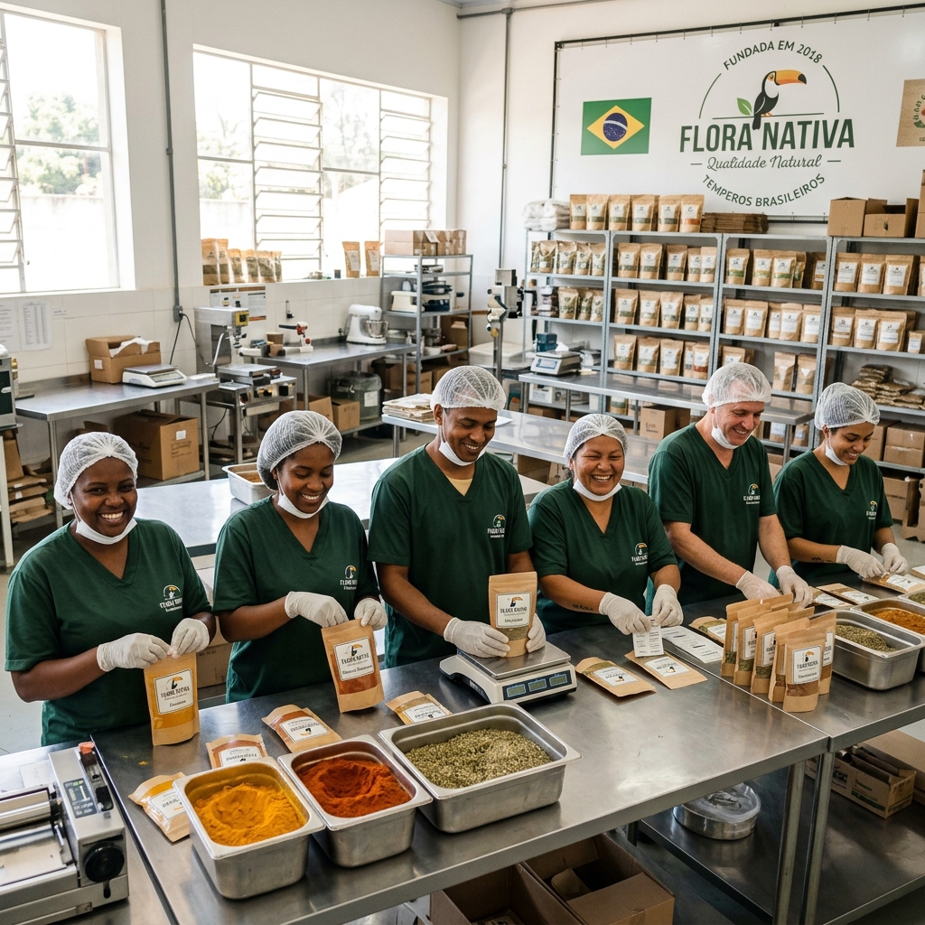 Equipe Anaju Produtos Naturais na produção artesanal em Maracanaú-CE